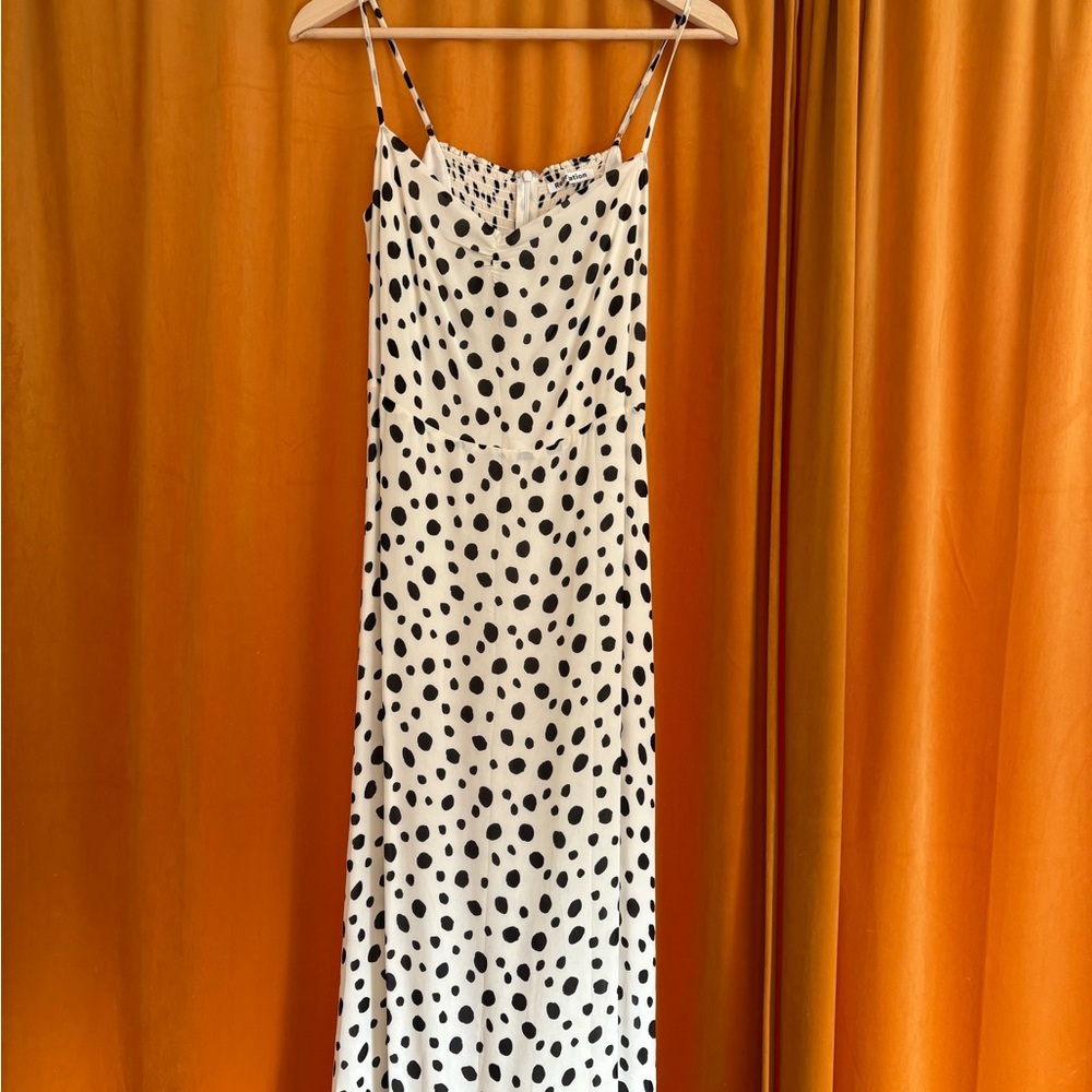 Reformation Black and White Spaghetti Strap Midi Dress